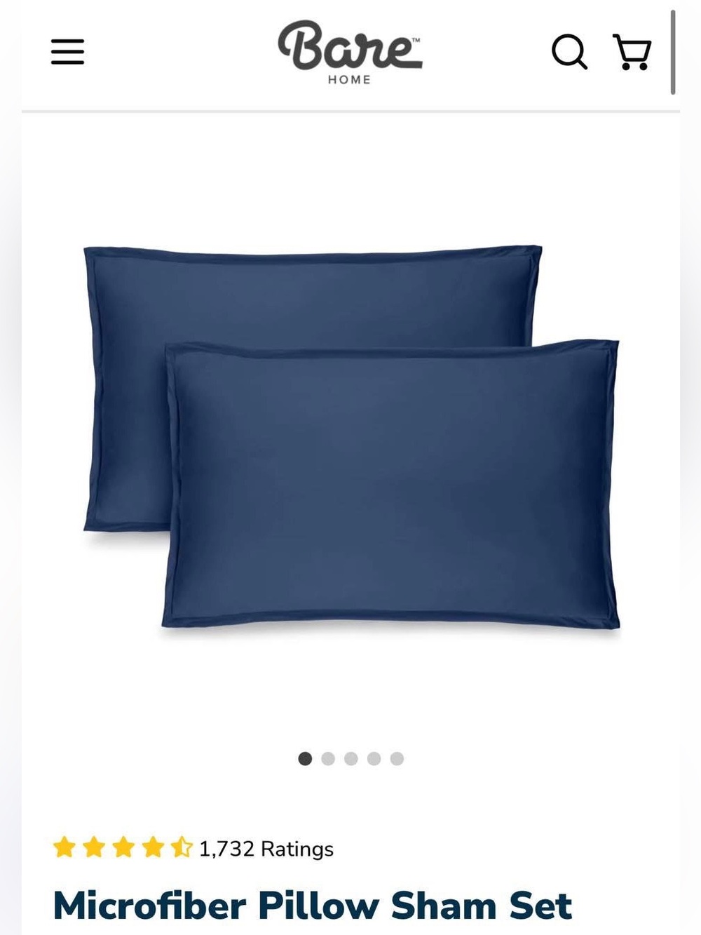 Microfiber Pillow Sham Set - Navy